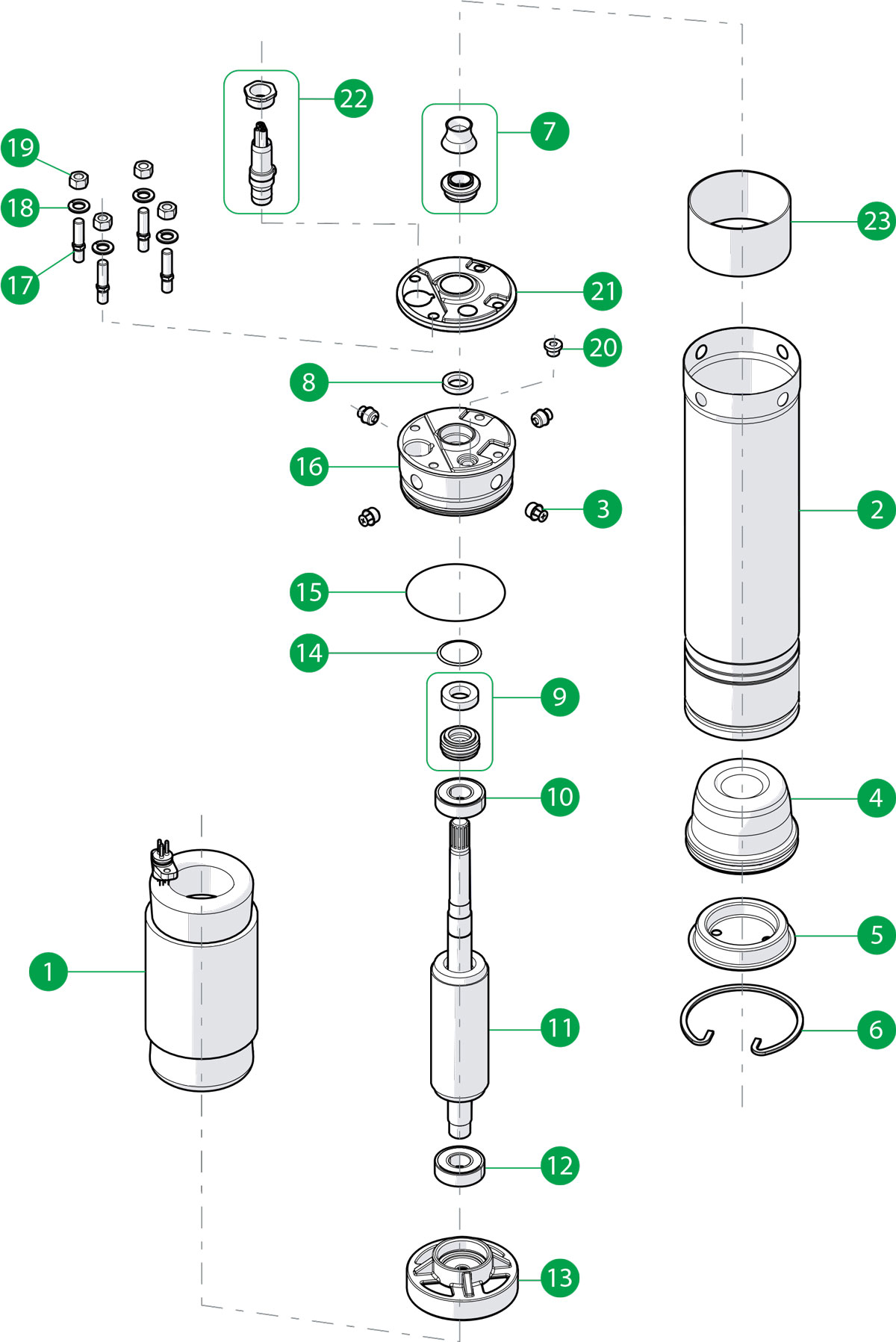 Spare parts for submersible motors 4 inches PWX