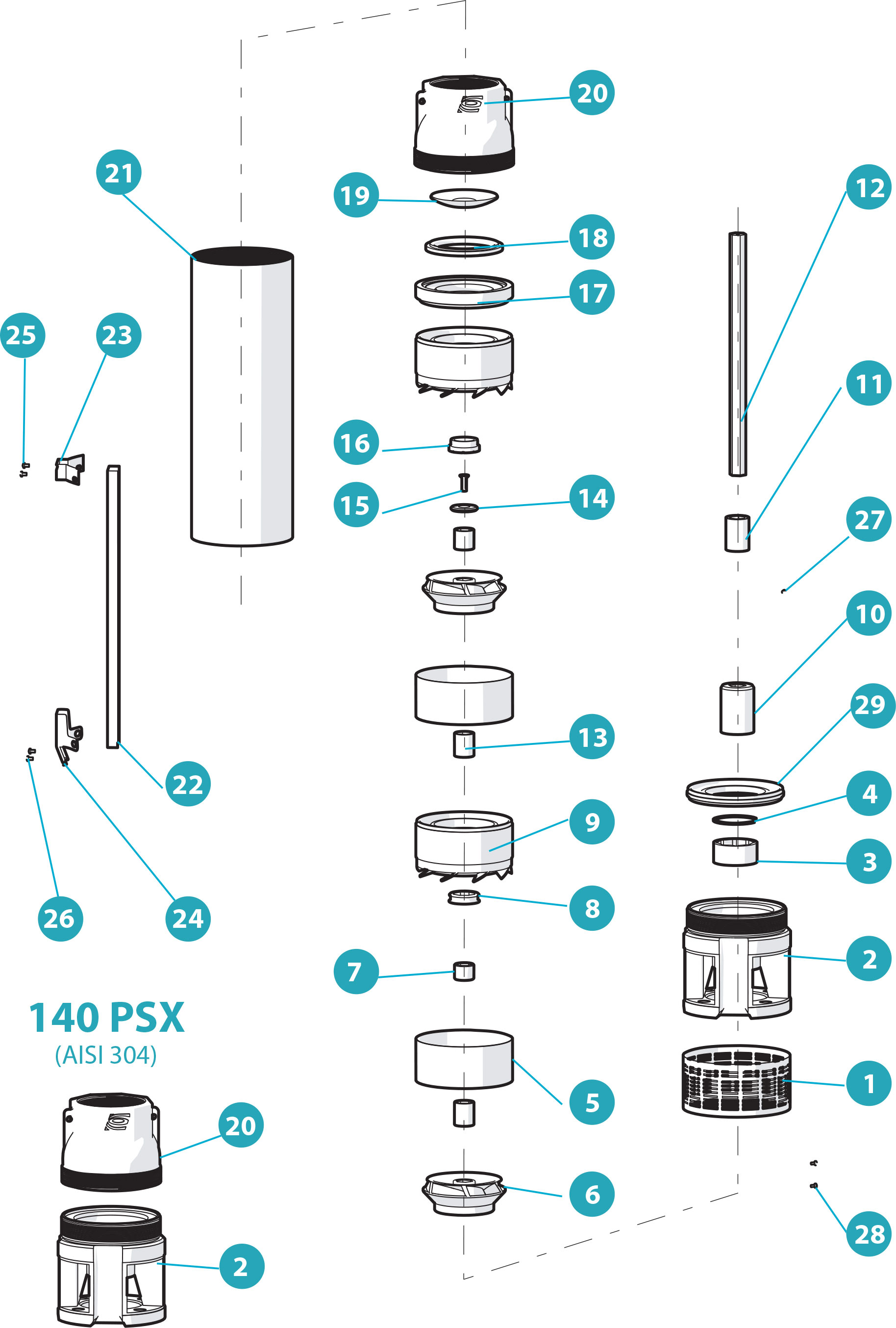 Submersible pumps 6 inches floating impeller, semiaxial and high capacity